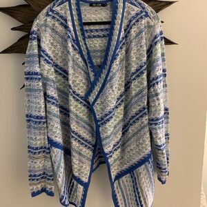 NIC+ZOE Blue and White Patterned Cardigan
